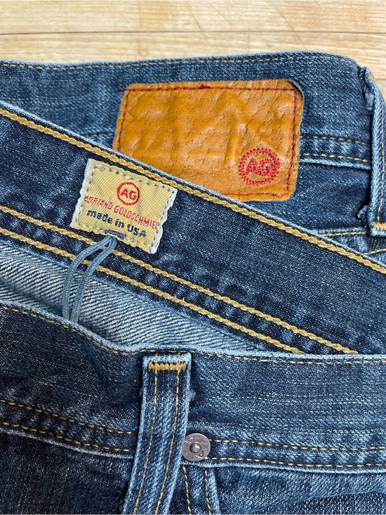 Ag Adriano Goldschmied Other - Ag Adriano Goldschmied Men’s Straight Jeans in Dark Blue with Tan Patch